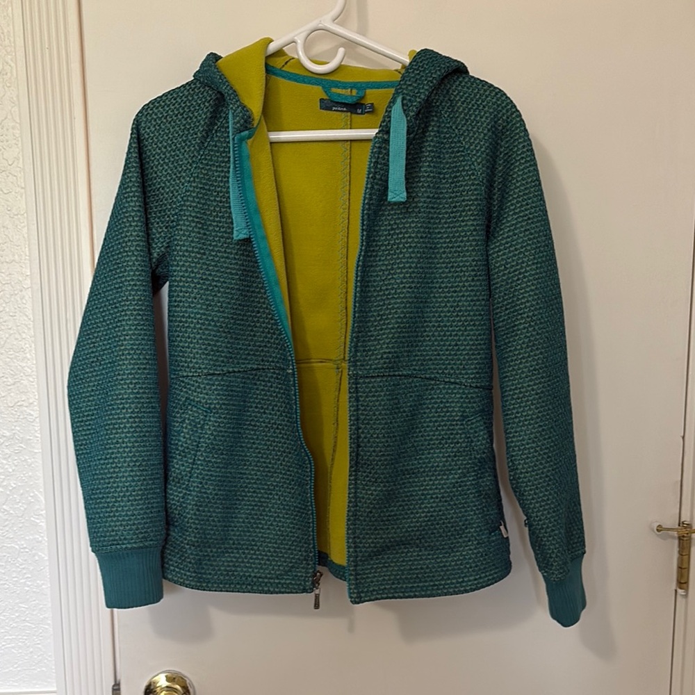 Prana Teal and Yellow Fleece Jacket